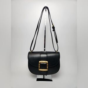 Vince Camuto Kapis Black Leather Small Crossbody Bag Purse Womens‎ Gold Buckle